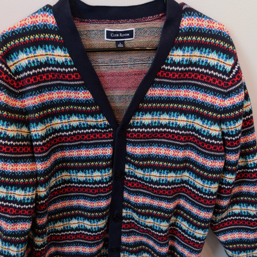 Club Room Multicolor Patterned Men's Cardigan